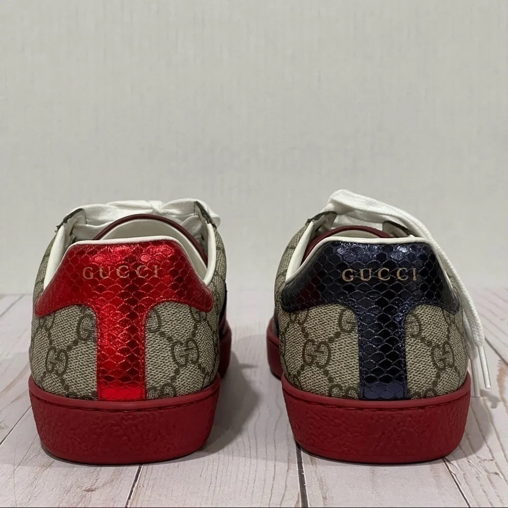 GUCCI  Men's Ace GG Supreme Low Top Sneaker Beige Size - 7 - Picture 8 of 15